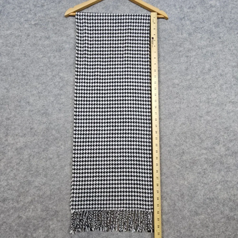 Unbranded Black‎ & White Houndstooth Scarf/Wrap Fringed 64x12.5 Soft Cozy Winter